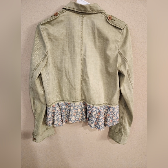 !We The Free, Free People Studded Military/Utility Jkt Floral Peplum Hem -SZ S! - Picture 7 of 11